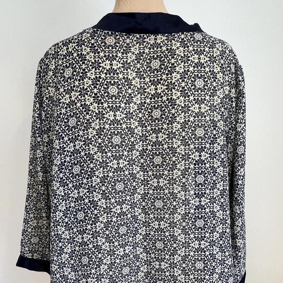 Vintage Women's One Size Blue Geometric Maxi Open Front Long Duster Cardigan - Picture 11 of 11